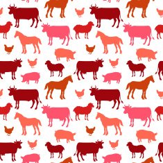 Beautiful farm animals seamless pattern in color for background