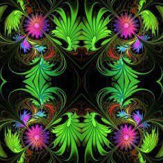 Flower pattern in fractal design Purple and green palette