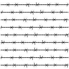 Barbed wire seamless background Vector fence illustration isolated on white N2