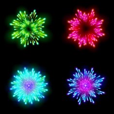 Festive patterned firework bursting in various shapes sparkling pictograms N2