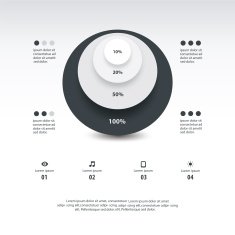 modern realistic pie chart infographic elements template black N2