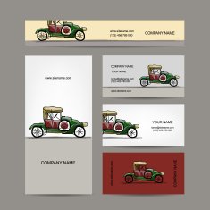Business cards design retro car N2