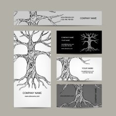 Tree with roots Business cards design
