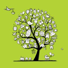 Art tree with baby toys for your design