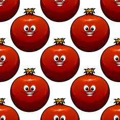 Seamless pattern of cartoon pomegranate fruits