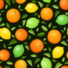 Seamless background with citrus fruits Vector illustration