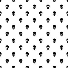 Black and white seamless pattern with skulls Halloween background