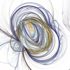 Abstract fractal design Blue threads loops on white