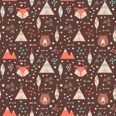 Cute trible geometric seamless pattern in cartoon style N5