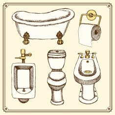 Sketch bathroom and toilet equipment