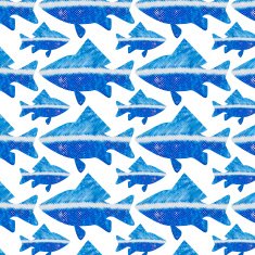 seamless pattern to any surface with blue marine fish