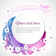 Cute background with watercolor blob branches leafs flowers and copyspace N3