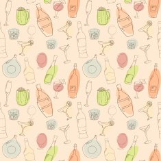 Wine and cocktail seamless background N2