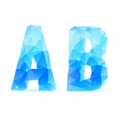Blue polygonal font