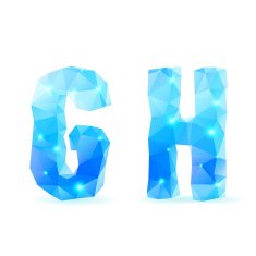 Blue polygonal font N14