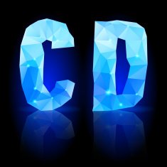 Blue polygonal font N19
