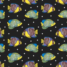 colorful hand drawn tropical fish seamless background