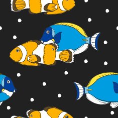 colorful hand drawn tropical fish seamless background N2