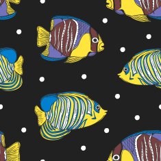 colorful hand drawn tropical fish seamless background N4