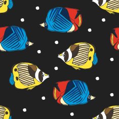 colorful hand drawn tropical fish seamless background N5