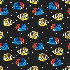 colorful hand drawn tropical fish seamless background N6
