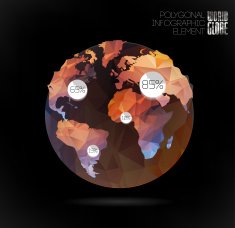 Vector world globe triangular map of the earth N8
