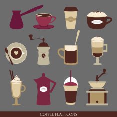 Flat coffee icons N5