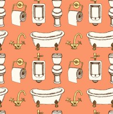 Sketch bathroom and toilet equipment in vintage style N2