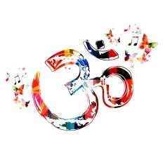 Colorful vector om symbol background with butterflies