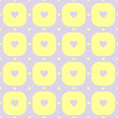 Purple hearts in yellow rounded squares pattern