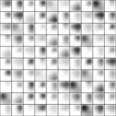 Glossy colorful mosaic square cells grid N2