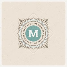 Monogram logo template with flourishes ornamental elements N2