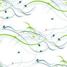 Floral seamless pattern Abstract waves with leaves eco nature background N19