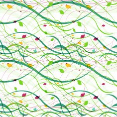 Floral seamless pattern Abstract waves with leaves eco nature background N20