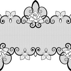 Black lace seamless pattern with roses on white background