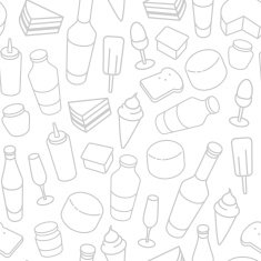 Food thin line icon seamless pattern