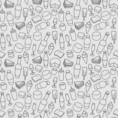 Food line icon seamless pattern Modern vector background