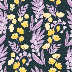 Vintage Watercolor Wallpaper of hand drawn Flowers and Leaf N4