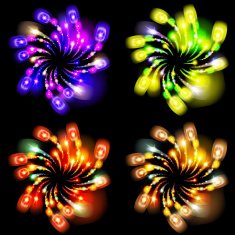 Festive patterned firework bursting in various shapes sparkling pictograms set N3