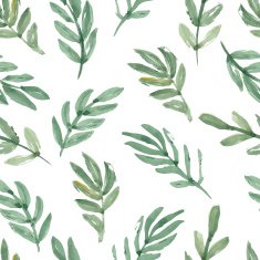 hand drawn watercolor leaf seamless pattern Vector floral background
