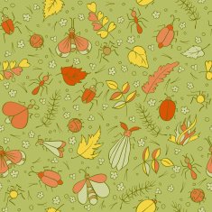 Colorful doodles Beetles Ants Butterflies foliage and needles N2