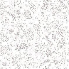 wild berries and leaves seamless pattern colorful vector background N2