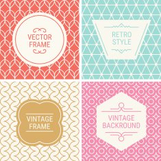 Set of vintage frames on mono line seamless background N3