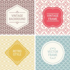Set of vintage frames on mono line seamless background N4
