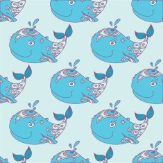 Whale vector seamless sea pattern