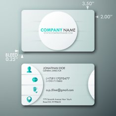 Modern simple light business card template with circle shapes and
