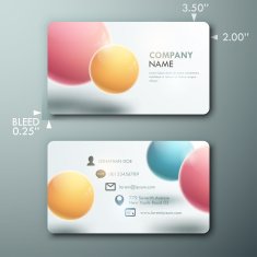 Modern simple light business card template with realistic spheres