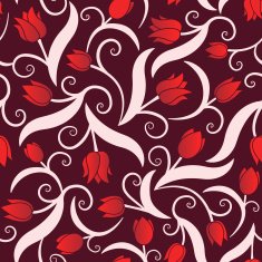 Seamless pattern with red tulips N2