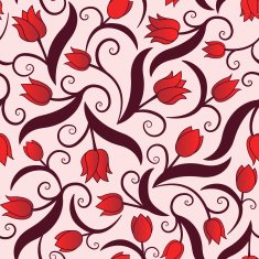Seamless pattern with red tulips N3