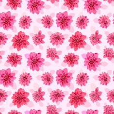 Seamless floral pattern with pink dahlias and leafs N3